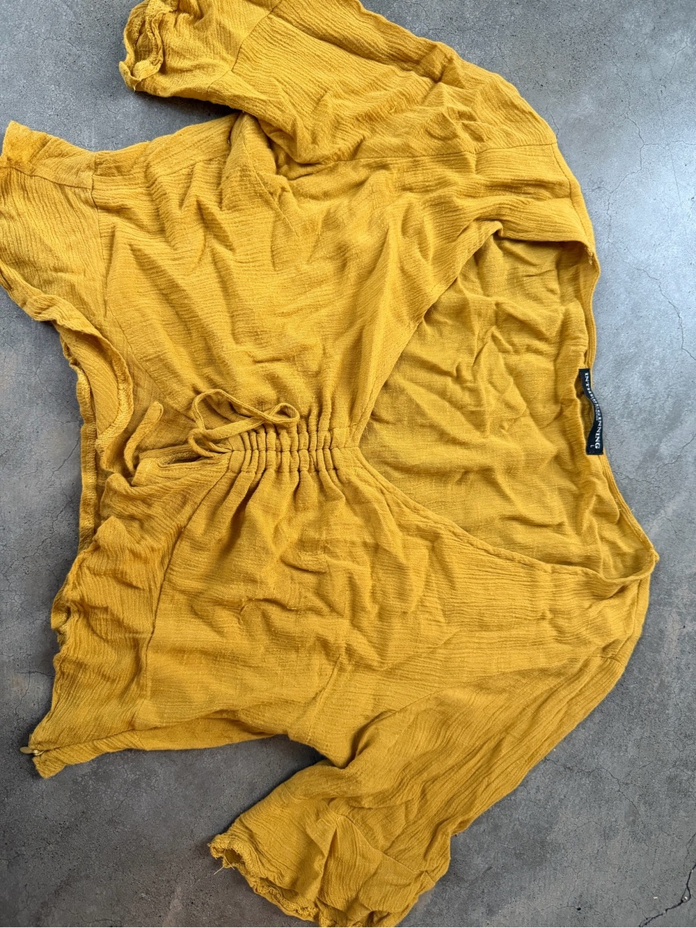 Women’s Mustard Yellow Crop Top with Drawstring Waist